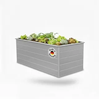 Beckmann Aluminium Hochbeet mit Schneckenschutz 201x91x75,5 cm – Modell Erntewunder Aluminium Natur – Rostfreies Alu-Hochbeet, witterungsbeständig – Made in Germany