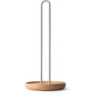Küchenrollenhalter CONTINENTA "Gummibaum-Sockel", braun (natur), H:31,6cm Ø:14cm, Holz, Metall, Küchenrollenhalter, Ø14x31,6 cm, Silikonfüße, auch für XL-Rollen