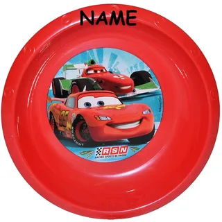 alles-meine.de GmbH Suppenteller/Suppenschüssel/Müslischale - incl. Namen - Kinderteller Auto Cars - Lightning McQueen - aus Kunststoff/Plastikteller Plastik - Geschirr..