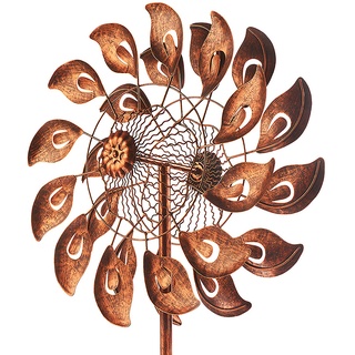 Kobolo Windrad Gartenstecker Dekostecker Windspiel XXL Calla Bronze aus Metall groß