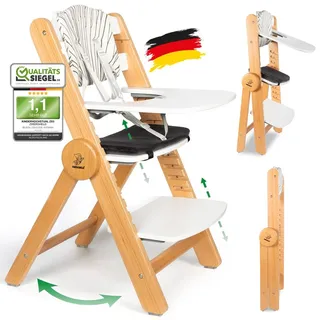 ZWERGHELD® Premium Baby Hochstuhl ZS3 Set - mitwachsend & klappbar - Kinderhochstuhl (Natur) - Naturbelassen