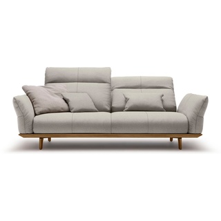 hülsta sofa 3-Sitzer hs.460, Sockel in Nussbaum, Füße Nussbaum, Breite 208 cm grau
