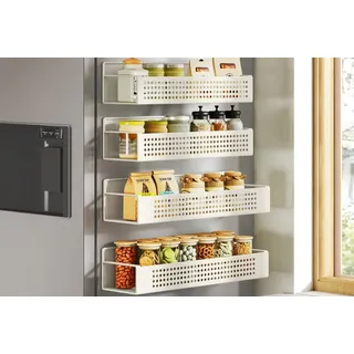 Songmics Gewürzregal Set, Magnetregal, Gewürz Organizer – cremeweiß,