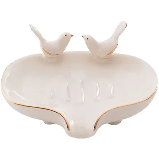 Mini-Seifenschale, Keramik-Seifenschale mit Ablauf, Seifenschale, Seifenschale, Kleiner Organizer-Behälter, Seifenteller-Behälter für das Badezimmer Im Hotel, Zuhause(Weiß)