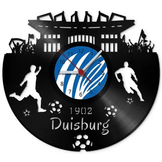 GRAVURZEILE Schallplattenuhr Duisburg - 100% Vereinsliebe - Upcycling Design Wanduhr aus Vinyl Made in Germany