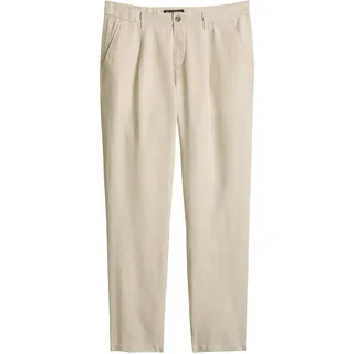 Marc O'Polo Herren Hose - Osby Jogger Pleats, Chino, Leinen, Tapered, Länge 32 Beige (Grey Silk) / 33W/32L