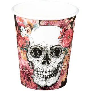 BOLAND BV Totenkopf-Pappbecher Halloween-Dekoration 10 Stück bunt