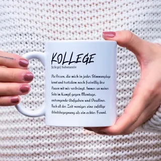 Kaffeetasse Kollege Definition – Geschenk für Kollegen, Büro Kaffeebecher mit Spruch – Lustige Abschiedsgeschenk Idee, Team Geschenk für Arbeit, Mitarbeiter, Freundschaft Büro Tasse