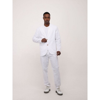 Denim Distriqt Anzug Leichter Sommer Anzug 2 Teiler Sakko mit Hose in Loose Fit Weiß S (2-tlg., Set besteht aus Sakko und passender Hose) weiß