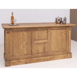 Casa Padrino Barschrank Landhausstil Bar Theke Hellbraun 191 x 68 x H. 95 cm - Massivholz Thekentisch - Bartisch - Massivholz Bar Möbel im Landhausstil