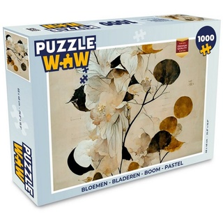 MuchoWow Puzzle Blumen - Blätter - Baum - Pastell, 1000 Puzzleteile, Foto-Puzzle, Bilderrätsel, Puzzlespiele, Klassisch bunt