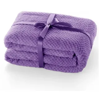 Wohndecke Decke Microfaser Wohndecke Tagesdecke Fleece, DecoKing, weich sanft kuschelig skandinavischer Stil lila 220 cm x 240 cm