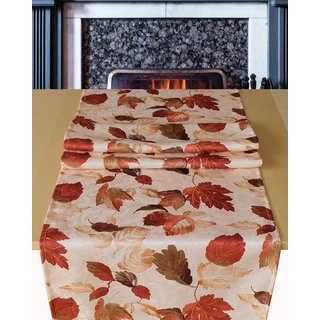 KAMACA Tischläufer 40x140 cm mit hochwertigem Druck-Motiv Küche Esstisch Eyecatcher Herbst Winter Weihnachten (Herbstliches Laub)