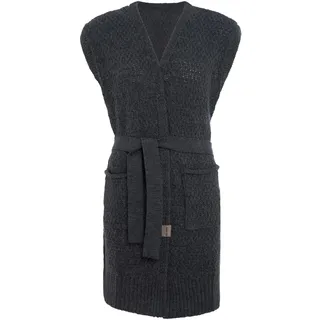 KNIT FACTORY - Luna Strickweste - Damen Strickjacke ohne Ärmel - Cardigan mit Hochwertige Qualität - Gestricktes Gilet aus Wolle - Anthrazit - 40/42 - 40-42
