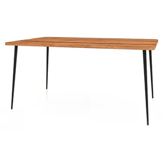 Esstisch Tula aus Kernbuche massiv 80x110x78 mit schwarzen Metallbeinen - Schwarz