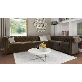 Chesterfield Couch Wohnlandschaft Ecksofa Garnitur Ecksofa Eckgarnitur Eckcouch - Braun