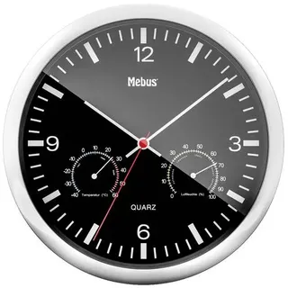 MEBUS Quarz-Wanduhr 25,0 cm 56731 silber/schwarz