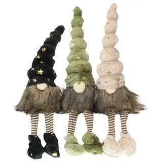 Macosa Home Kantenhocker Weihnachtswichtel 42 cm Stoff vers. Farben Dekowichtel Dekofigur (Weinachten Dekoration Weihnachtsdeko), Figur Weihnachtsmann Wichtel modern schwarz