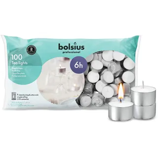 BOLSIUS Teelichter Kerzen Großpackung mit weißen, geruchlosen Kerzenlichtern mit 6 Stunden Brenndauer Teekerzen für Hochzeit, Zuhause, Partys und besondere Anlässe (100 Stück)