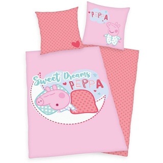 Kinderbettwäsche Herding Peppa Pig Wutz - Sweet Dreams - Wende-Bettwäsche-Set, 135x200, Peppa Pig, Baumwolle, 100% Baumwolle rosa