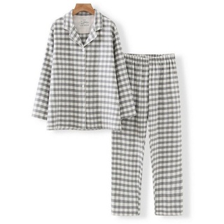 ZWY Pyjamahose Herbst-Winter Schlafanzug Damen Homewear Karo-Set xl2