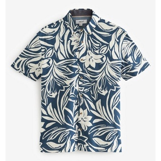 Next Kurzarmhemd Kurzarmhemd mit Hawaii-Muster (1-tlg) blau