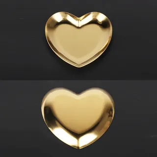 Herzförmiger Teller Aus Edelstahl, Teetablett, Obstschale, Kosmetik- Und Schmuckaufbewahrung (gold)