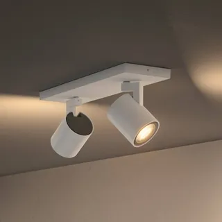 Philips Hue LED-Spot Runner, 2-flg., Dimmschalter, weiß dimmbar, weiß / opal, für Wohn- / Esszimmer, Aluminium, Modern, Smart Home Strahler - 30.5 cm - 9 cm - 10.9 cm