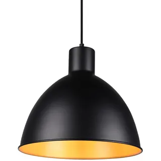meineWunschleuchte Pendelleuchte Ø 30 cm 1-flg. rund schwarz matt mit goldener Innenseite