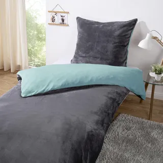 heimtexland Teddy Flanell Blau 135 x 200 cm + 80 x 80 cm