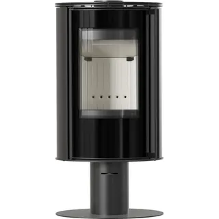 Kratki ERIK Kaminofen mit Sockel Ø 150 5,5 kW mit Türfeder Schwarz / Brennraum Weiß