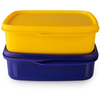 Tupperware Clevere Pause Lunchbox Set (2) 550 ml Blau + 550 ml Gelb (inkl. Hängelöffel)