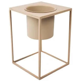 LaLe Living Blumentopf Übertopf Lida Ø16 cm Olive/Beige, Pflanzenbehälter auf Gestell, aus Eisen beige