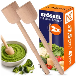 KADAX 2 x Krautstampfer aus Holz, 41 x 7.5 cm, Sauerkrautstampfer, Stampfer für Fermentieren von Sauerkraut, Kartoffelstampfer, Holzstößel, Handstampfer, Holzstampfer