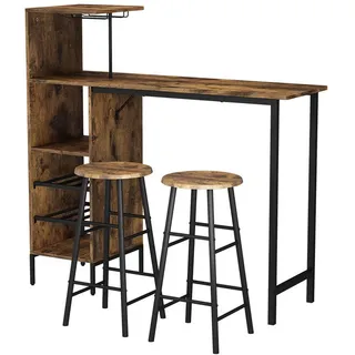 Vicco Bartisch-Set Fyrk 121,5 x 40 cm Schwarz/Eiche rustikal
