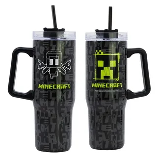 Minecraft Coffee-to-go-Becher Minecraft Creeper Edelstahl XL Iso Kaffeebecher Thermobecher To-Go, Edelstahl, 940 ml bunt|schwarz