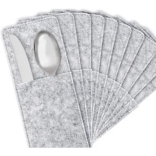 Montegoni Besteckhalter 10er-Set Bestecktaschen aus Filz abwaschbar, (Skandinavische Deko - passend Tischsets, Platzsets, Tischdecken, Dunkelgrau Anthrazit, 10-tlg) grau
