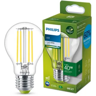 Philips Classic LED Lampe mit 40W, E27 Sockel, Klar, Cool White (4000K)