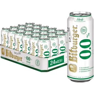 Bitburger 0,0% Herb Pils Alkoholfrei - Dosenbier 24x 0,5l zuckerfrei | Alkoholfreies Pils mit herb-hopfigem Geschmack, zuckerfrei & kalorienarm, ideal für bewussten Genuss & aktive Tage