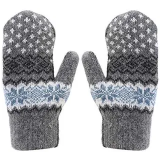 Handschuhe Damen Fäustlinge Verdickte Winterhandschuhe Schneeflocke Muster Damenhandschuhe mit Fleecefutter Weiche Strickhandschuhe Warme Handschuhe Fausthandschuhe für Freizeit Outdoor Sport - Einheitsgröße