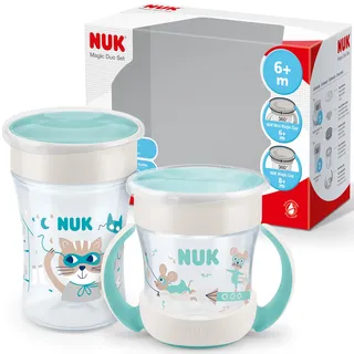 NUK Magic Cup & Mini Magic Cup Trinklernbecher, Duo-Set | auslaufsicherer 360°-Trinkrand | 6+ Monate | auslaufsicher und BPA-frei | 160 ml & 230 ml | mint