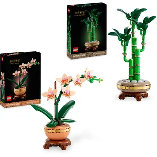 LEGO Symbolische Pflanzen Bundle – Enthält die Mini-Orchidee (10343) den Glücksbambus (10344) Künstliche Pflanzen für Erwachsene – Zimmerdekoration – Geschenk zum Valentinstag für Frauen und Männer