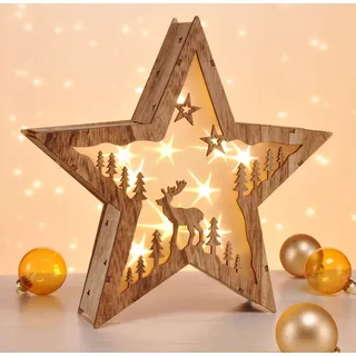 Spetebo Weihnachtsstern Holz Weiß 3 St.