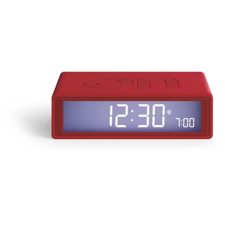 Lexon Design Flip+ Funkgesteuerter umkehrbarer LCD-Wecker aus ABS und Gummi in der Farbe Rot, Maße: 10,4cm x 6,5cm x 3cm