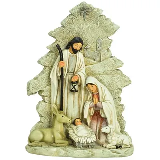 Kaufhaus le petit Krippenfigur Heilige Familie Maria Josef Jesus Kind Krippe Deko Figur Skulptur, Dekofigur Dekoskulptur Dekoobjekt aus Polyresin (Kunststein)