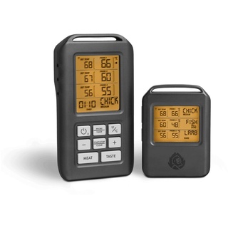 BURNHARD Grillthermometer Digitales BBQ Thermometer, inkl. 4 Sonden, Grill Thermometer - Bratenthermometer mit Timer schwarz