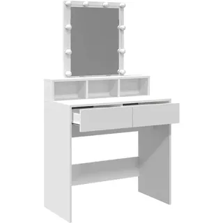 vidaXL Schminktisch mit LED-Beleuchtung Weiß 80x41x144,5 cm