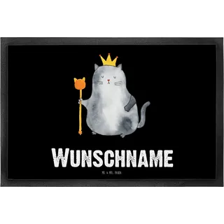 Mr. & Mrs. Panda Fußmatte personalisierbar Katze König 40 x 60 cm - Personalisierte Geschenke, Cat, Fussmatte personalisiert, Haha, mit Namen, Individuelle, Familie, Cats, Wohnung