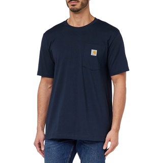 Carhartt, Herren, K87 Lockeres, schweres, kurzärmliges T-Shirt mit Tasche, Marineblau, S
