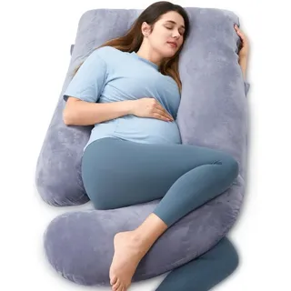 Momcozy Kristall-Velours U-förmiges beidseitiges Schwangerschaftskissen - Momcozy Kristall-Velours U-förmiges beidseitiges Schwangerschaftskissen (Grau)